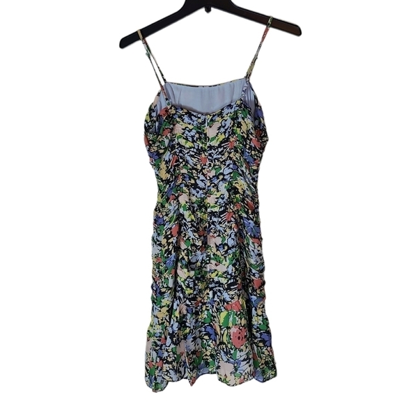 Parker Multicolor Floral 100% Silk Spaghetti Strap Mini Dress 0 NWT - Picture 7 of 9